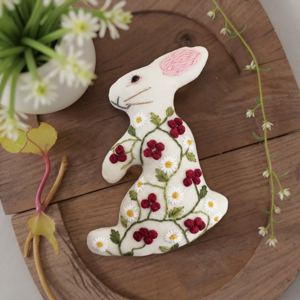 Rubbyoo Rabbit Embroidery Kit - Little Red Flower| Adorable Animal Craft | Nice Holiday Home Decor - image 6