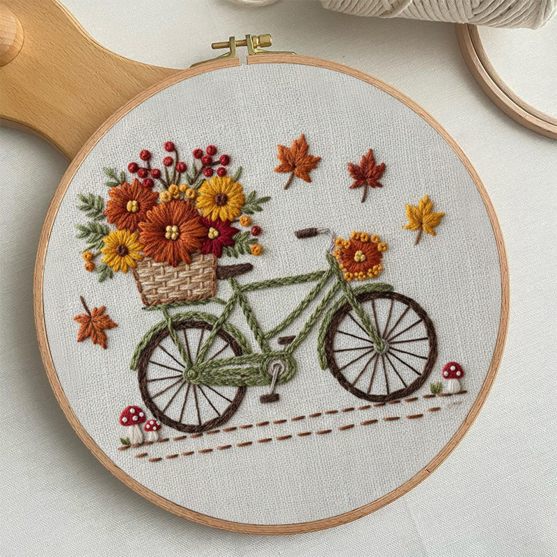 Rubbyoo Embroidery Kit - Bicycle With Flowers | Diy Starter Needle Kit | Perfect Home Decor - image 6