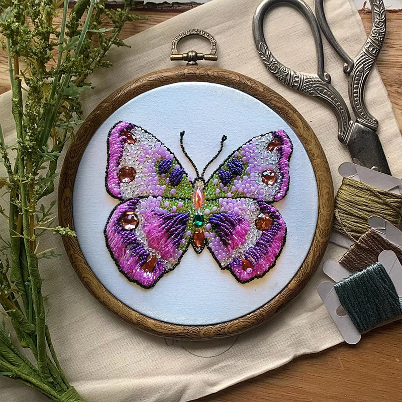 Rubbyoo Bead Embroidery Kit - Pink Butterfly | Diy Decorative Handcraft | Thoughtful Birthday Gift - image 8