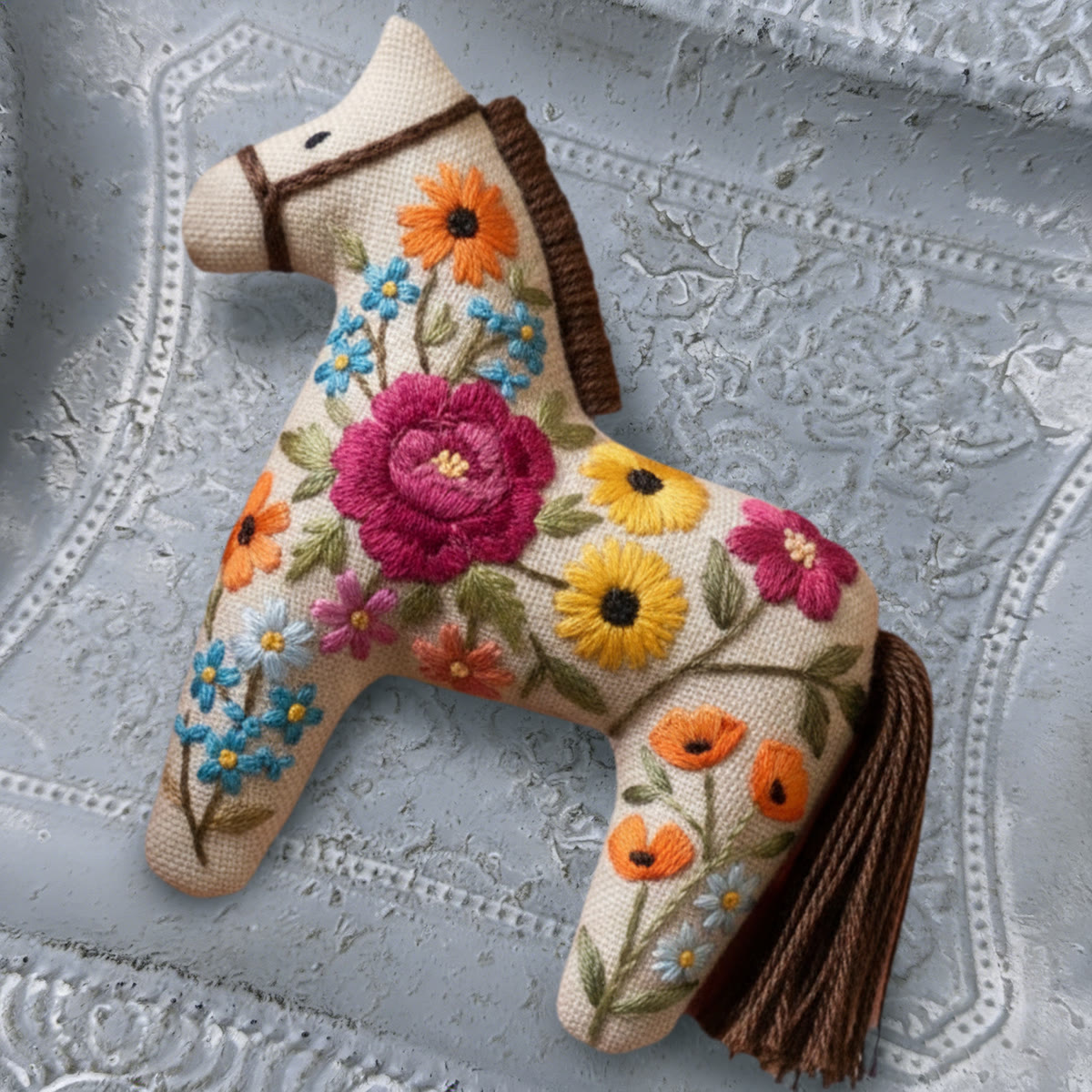 Rubbyoo Dala Horse Embroidery Kit - Garden | Sewing Handmade Gift | Bright Colours Pendant - image 8