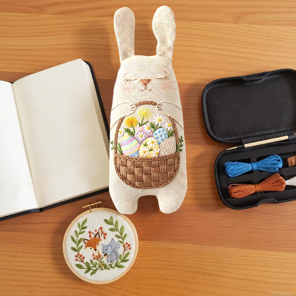 Rubbyoo Bunny Toy Embroidery Kit - Easter Egg Basket | Festive Stuffed Bunny Craft | Animal Sewing Kit - image 8