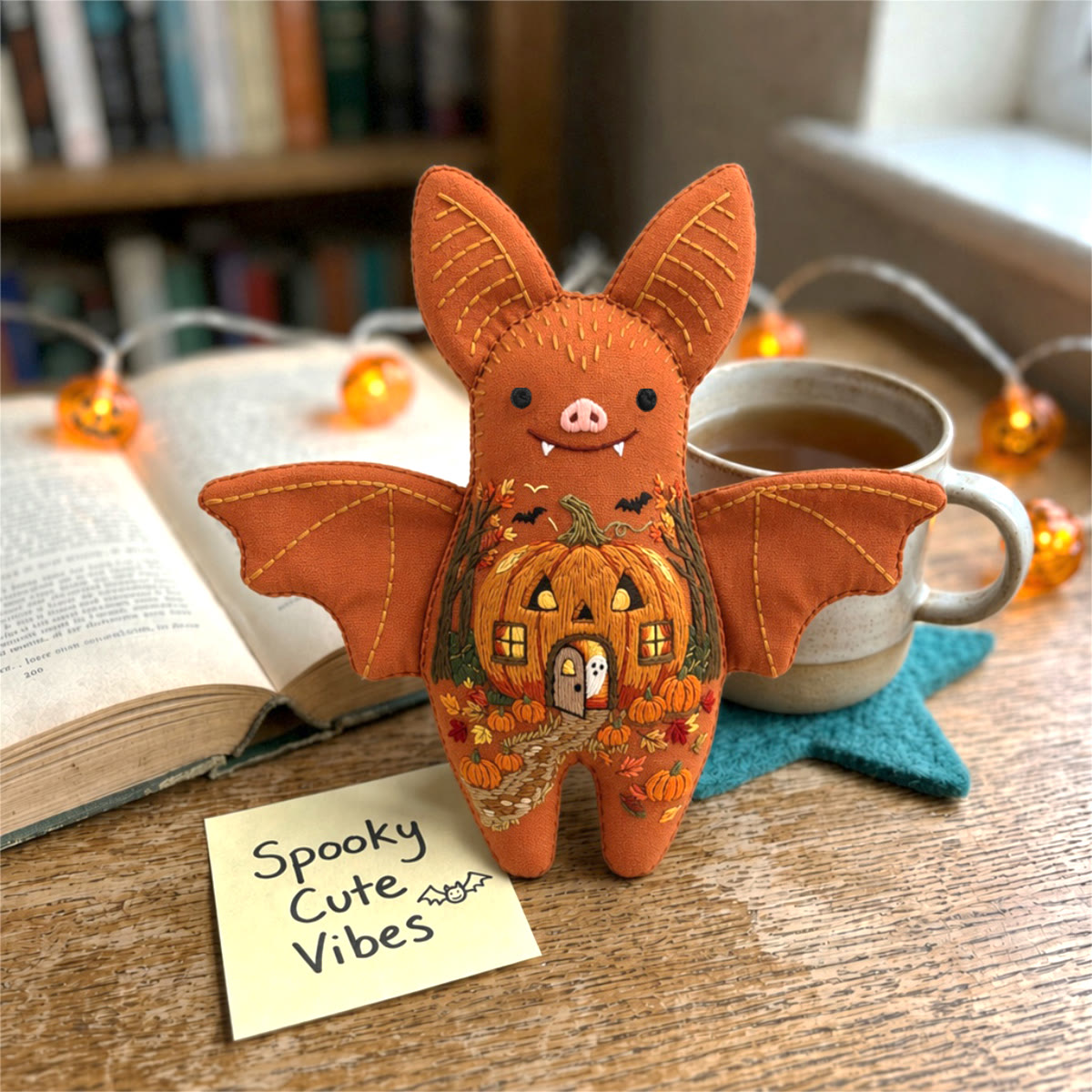 Rubbyoo Bat Embroidery Kit - Pumpkin House |  Creepy Cute Gift | Bedroom Hanging Decor - image 6