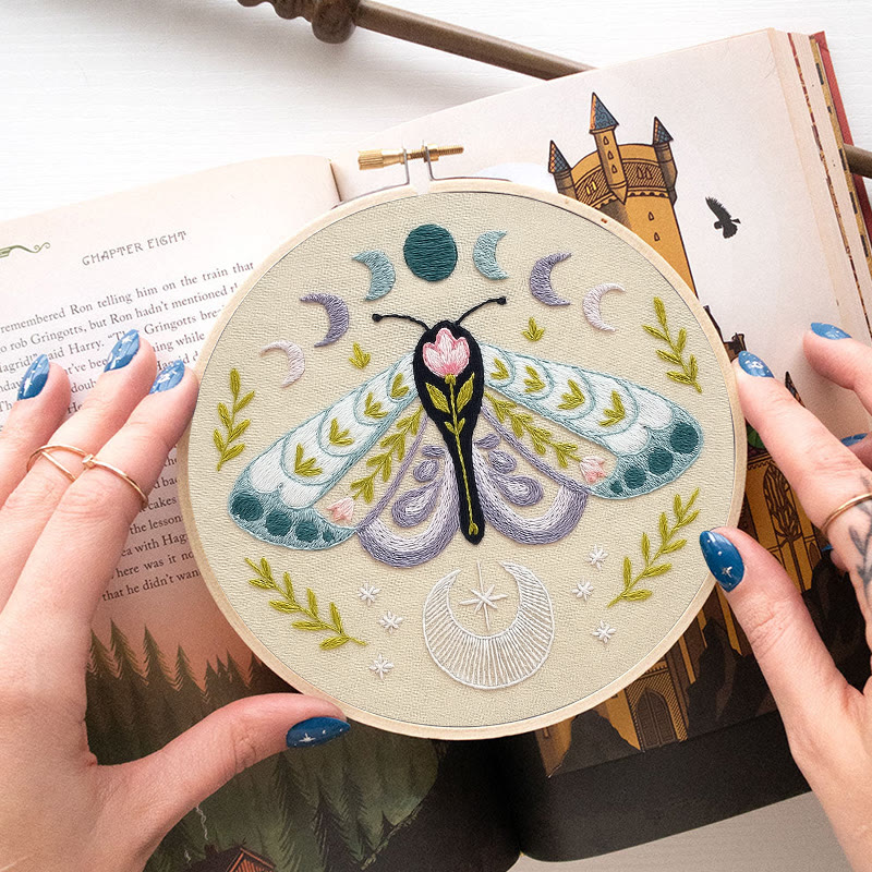 Rubbyoo Embroidery Kit - Celestial Lunar Moth | Creative Handmade Craft | Unique Hanging Ornament - image 9