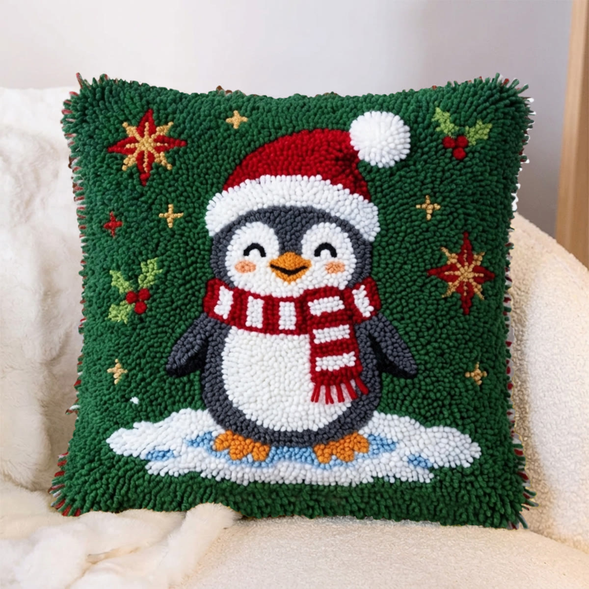 Rubbyoo Latch Hook Pillow Kit - Holiday Penguin | Adorable Animal Handicraft | Cozy Home Sofa Decoration - image 7