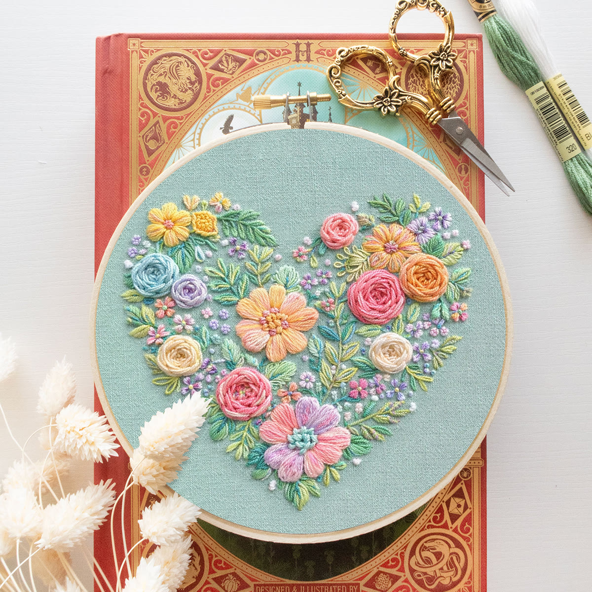 Rubbyoo Embroidery Kit - Blooming Love | Unique Floral Heart | Handmade Gifts For Mother - image 11