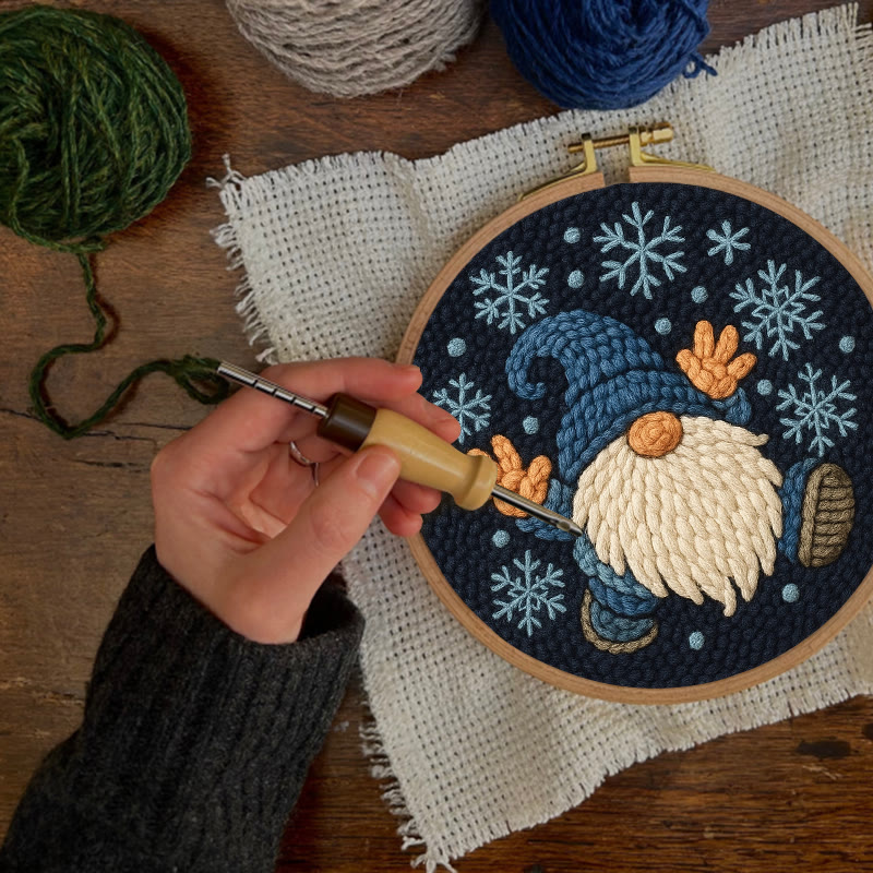 Snowflake Gnome Punch Needle Kit - Creative Winter Handicraft | Christmas Decorative Coaster - image 10