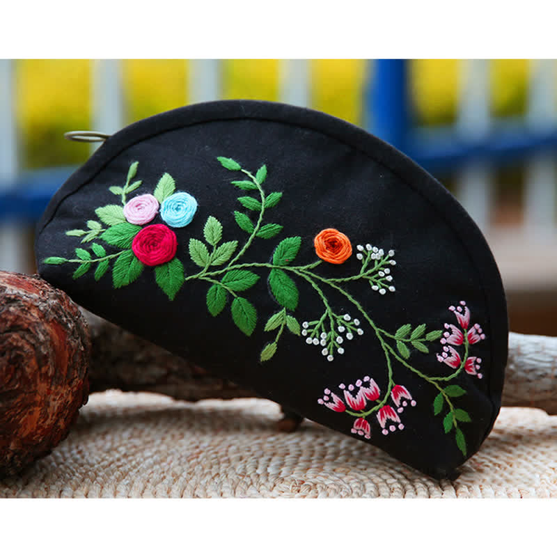 Hand embroidery Cosmetic Bag Kit| Coin Purse Needlework DIY Kit - C - image 4