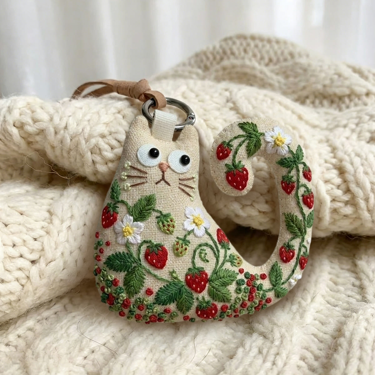 Rubbyoo Cat Embroidery Kit - Wild Strawberry Vine | Whimsical And Sweet Gift | Summer Bag Decor  - image 4