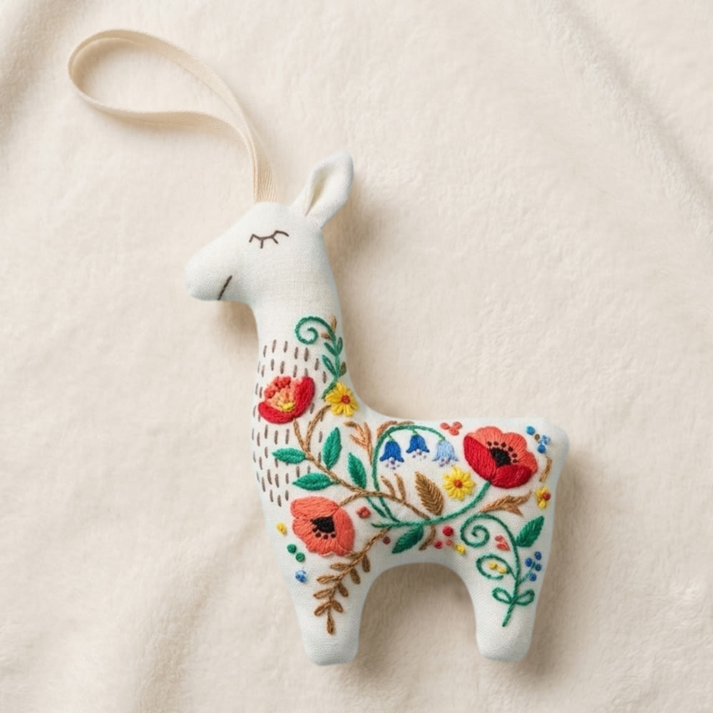 Rubbyoo Llama Embroidery Kit - Red Poppy Design | Unique Gift Idea | Wall Hanging Decor - image 7