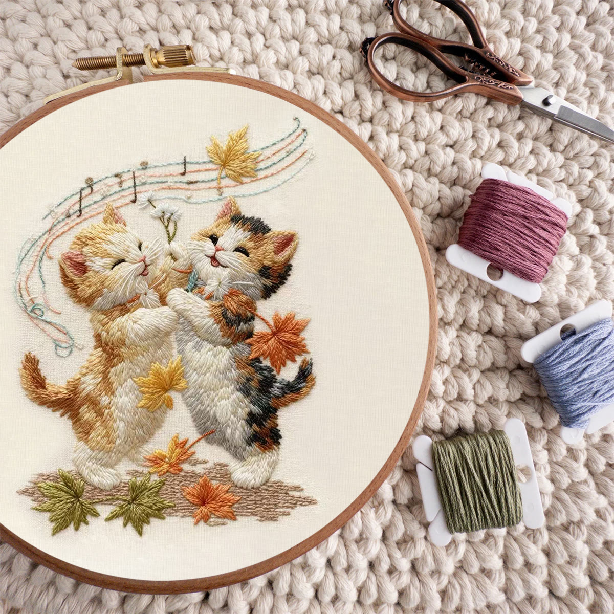 Rubbyoo Embroidery Kit - Adorable Cats | Handmade Animal Craft | Diy Hoop Art - image 9