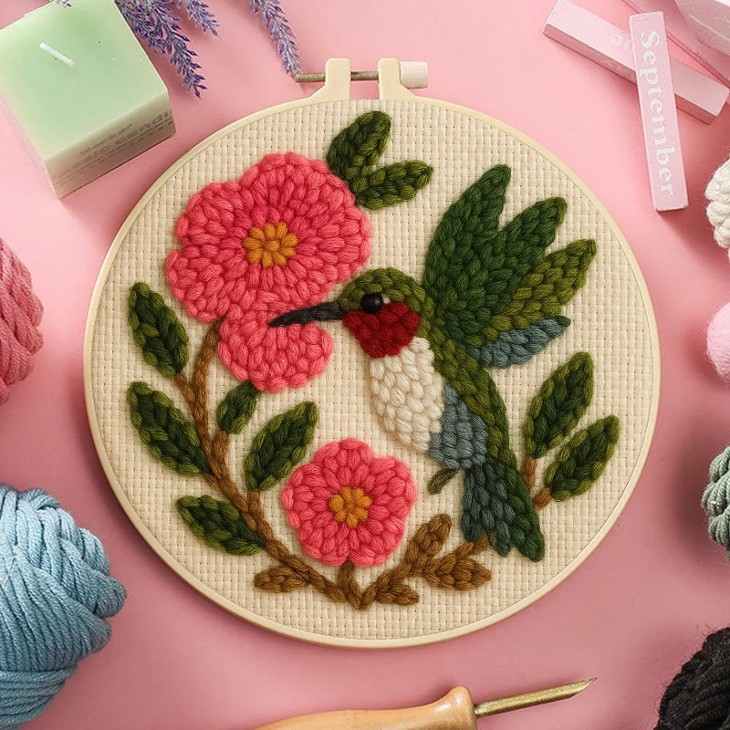 Charming Flower And Bird Punch Needle Kit - Creative Home Ornament | Perfect For Beginners - image 6