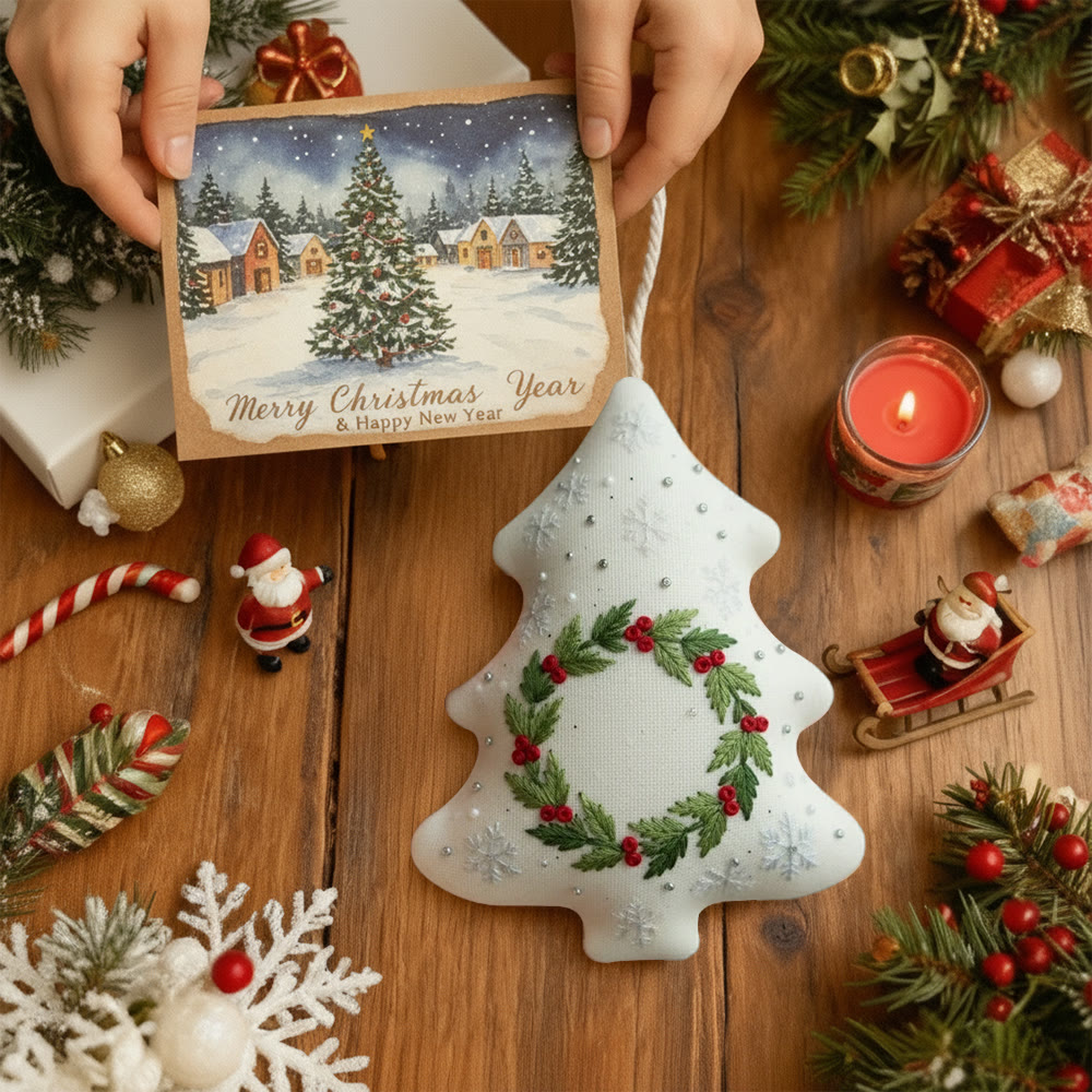 Rubbyoo Tree-shaped Embroidery Kit - Holly Wreath | Delicate Stitching | Perfect For Diy Enthusiasts - image 9