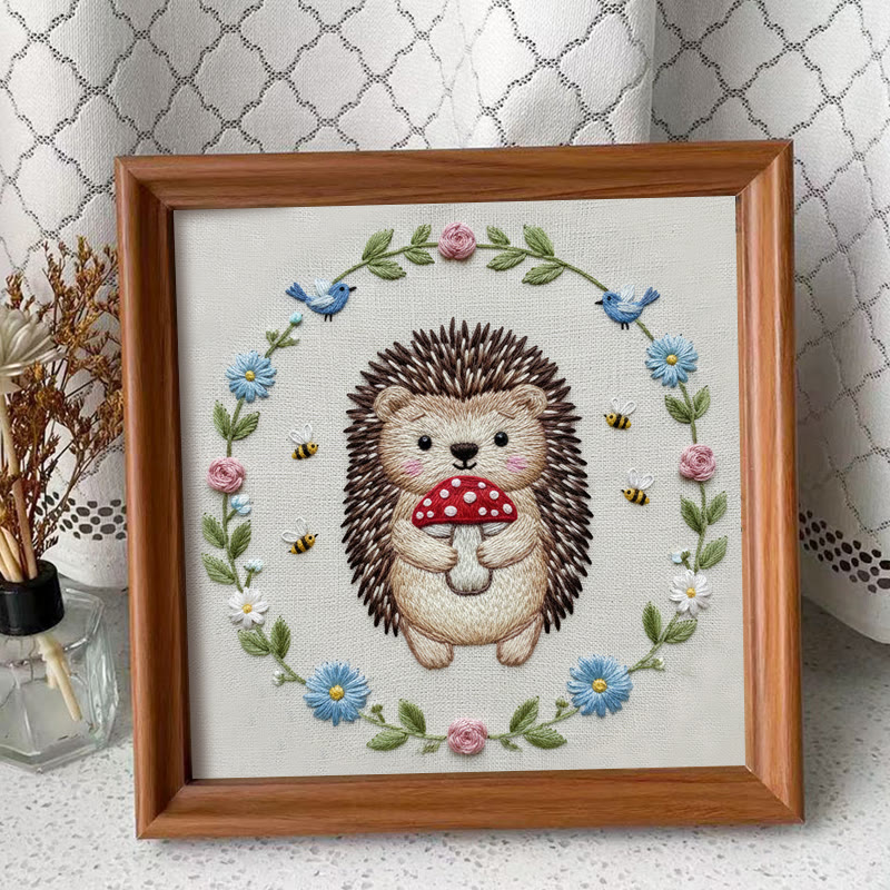 Rubbyoo Embroidery Kit - Mushroom Hedgehog | Adorable Animal Craft | Handmade Stitch Art - Embroidery Kit Plus An Extra Frame - image 10