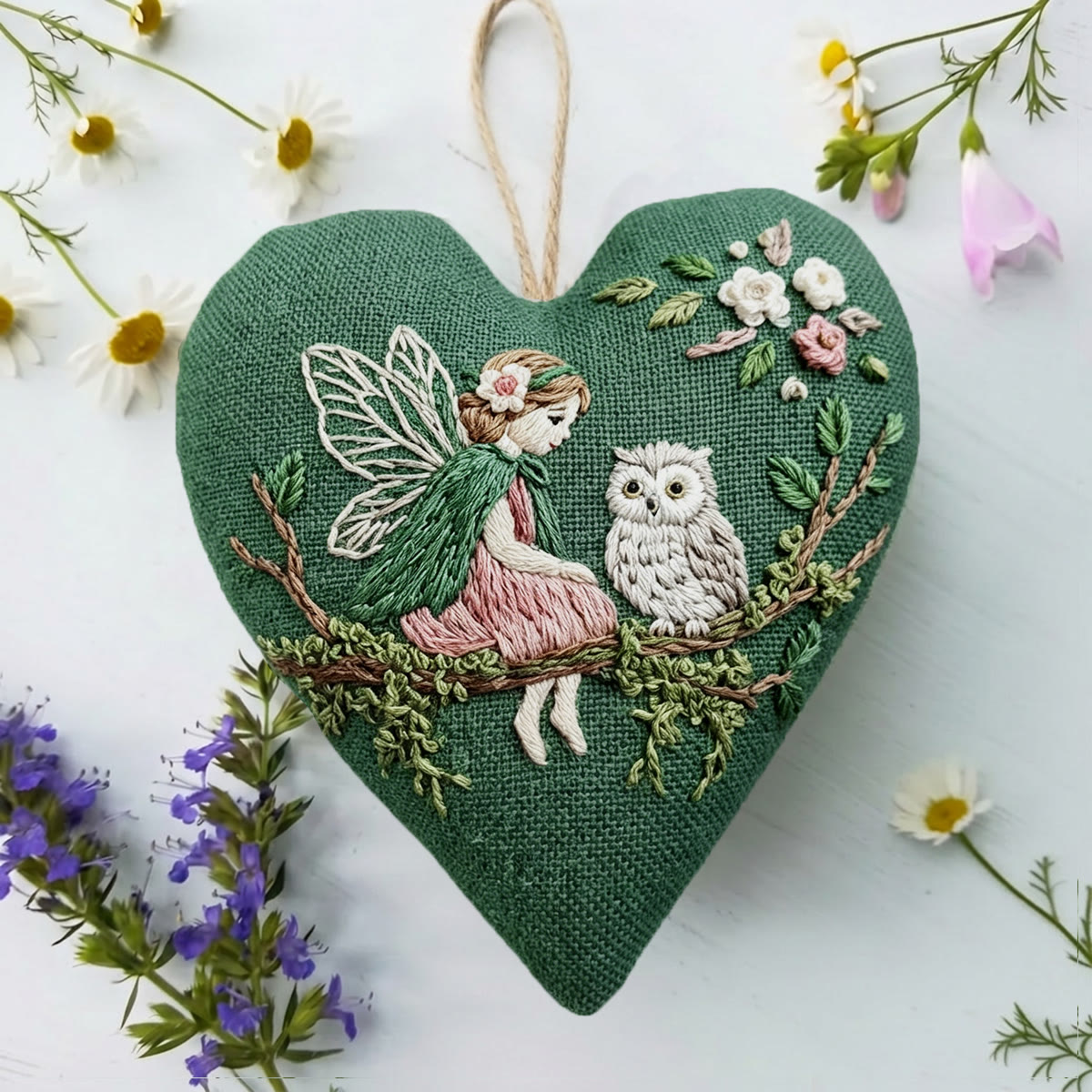 Rubbyoo Heart Embroidery Kit - Fairy And Little Owl | Whimsical Art Decor | Creative Handmade Gift  - image 6