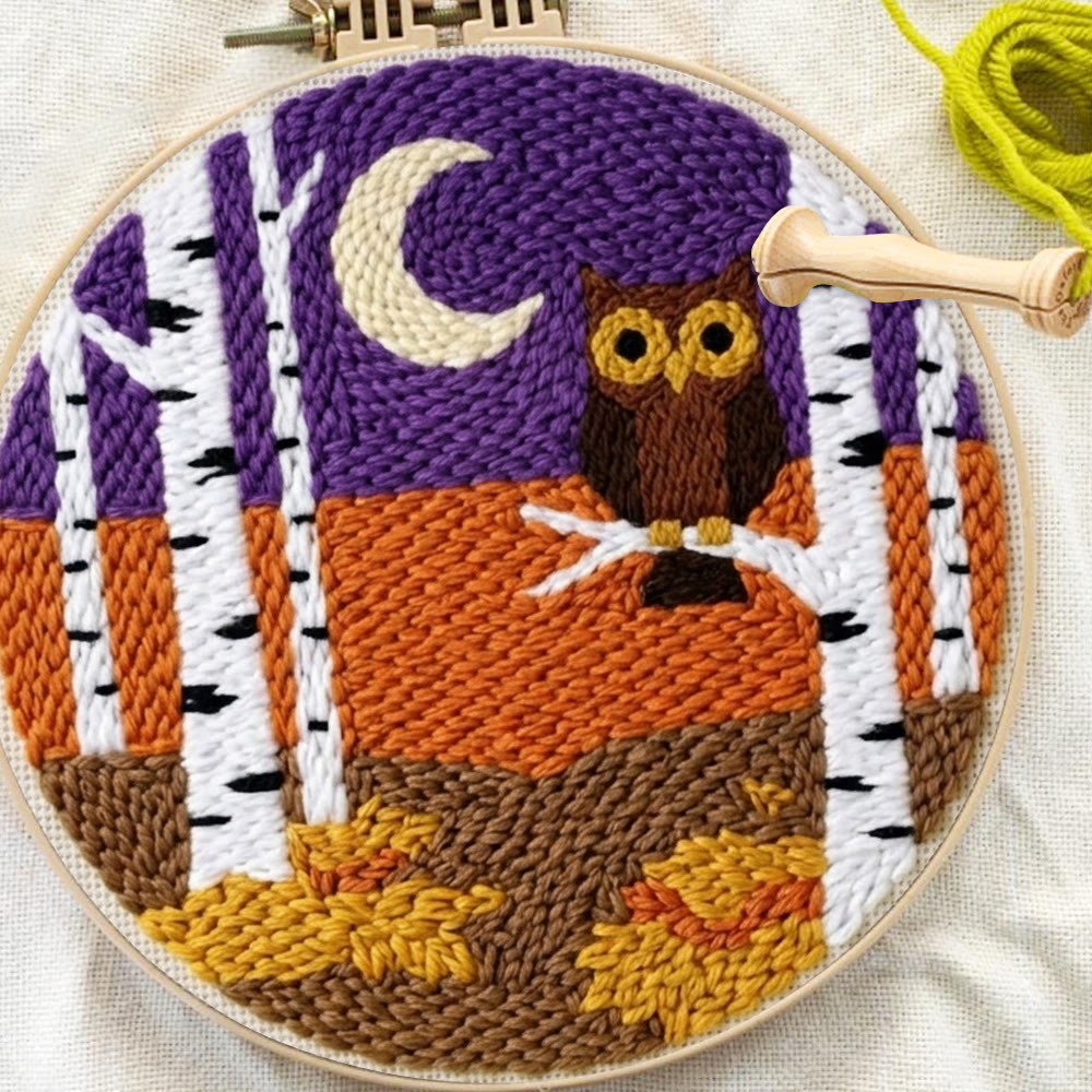 Owl & Birches King Punch Needle Kit - Whimsical Easy-to-do Craft Gift | High Saturation Style Studio Ornament - image 4