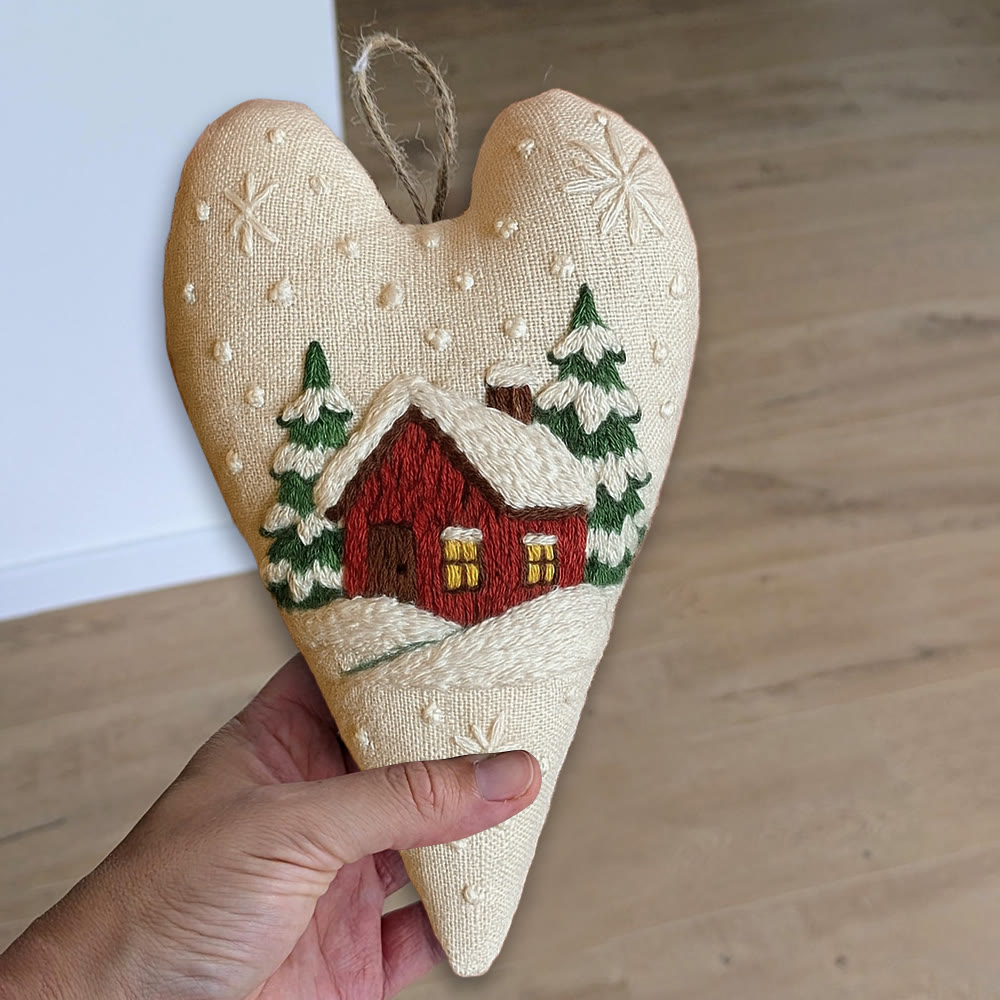 Rubbyoo Heart Embroidery Kit - Winter Red House | Home Decoration | Nice Gift For Friend - image 8