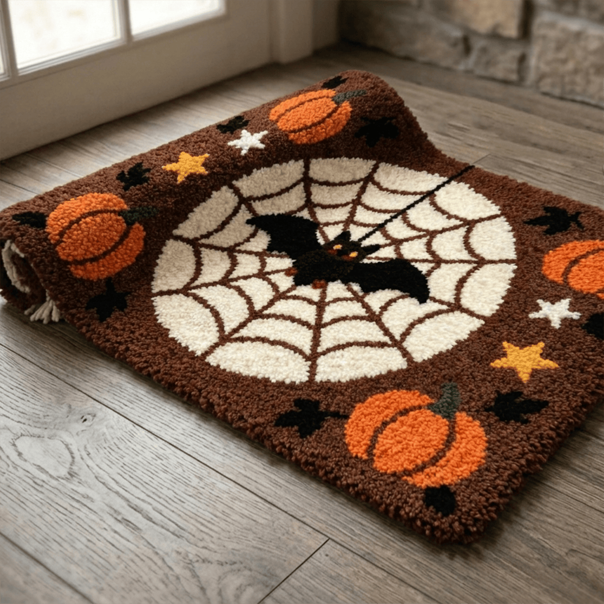 Rubbyoo Latch Hook Rug Kit - Bats And Spiderwebs | Versatile Spooky Decor | Creative Wall Hanging - image 7