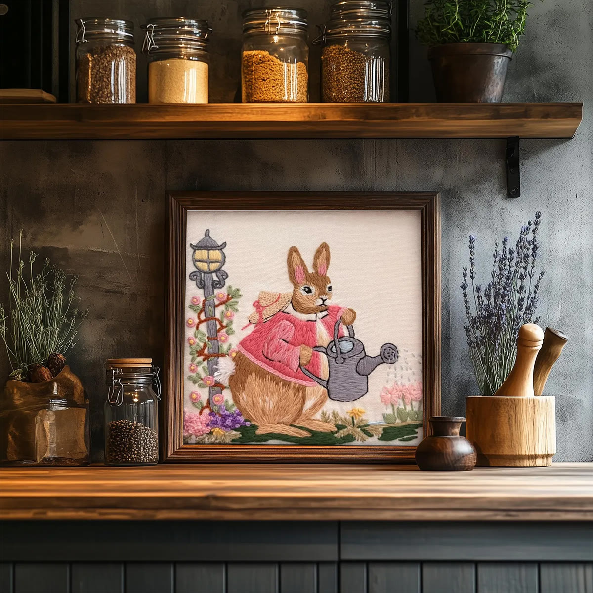 Rubbyoo Embroidery Kit - Watering Bunny | Adorable Animal Craft | Perfect Wall Ornament - image 4