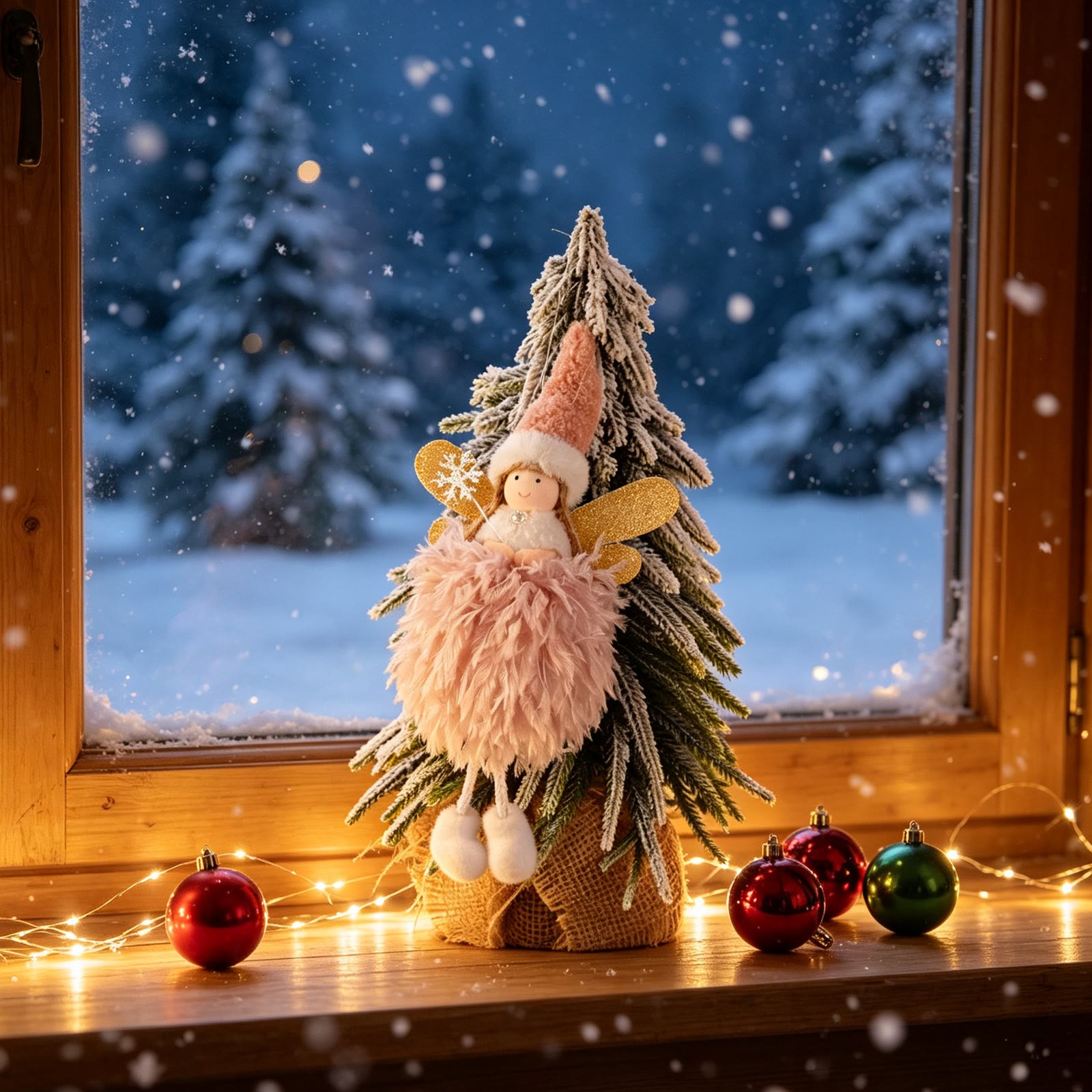 Rubbyoo 3 Pcs Fairy Christmas Ornaments - Winter Fairy | Christmas Tree Decorative Doll | Nice Holiday Gift  - Pink - image 7