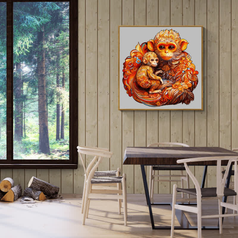 Rhinopithecus Family - Wooden Jigsaw Puzzle