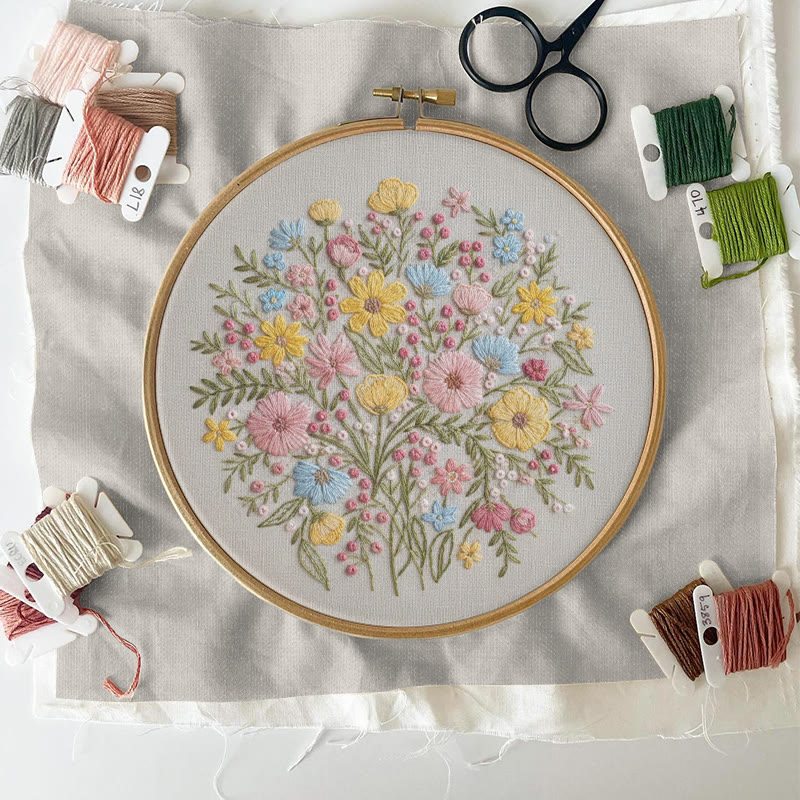 Rubbyoo Embroidery Kit - Colourful Flowers | Easy Stitch Craft | Unique Handmade Gift For Her - image 4