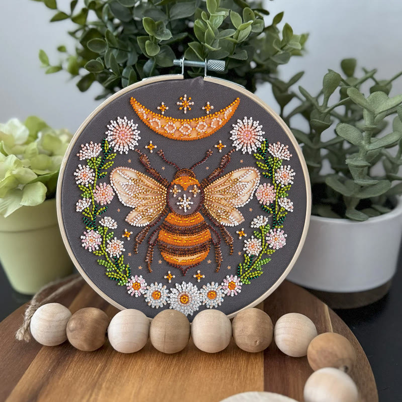 Rubbyoo Bead Embroidery Kit - Floral Bee | Diy Handicraft Collection | Exquisite Needle Art - image 3