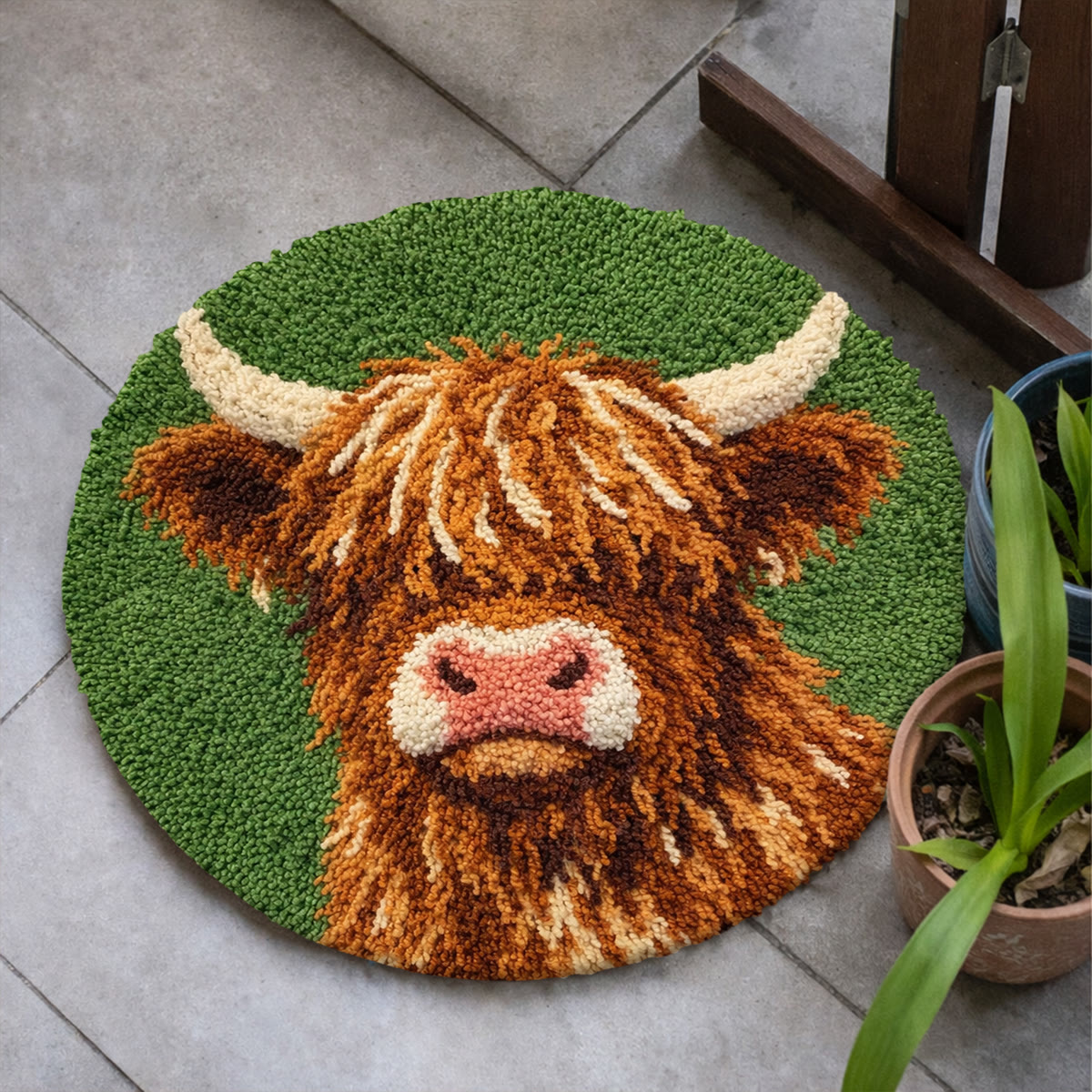 Rubbyoo Latch Hook Rug Kit - Fuzzy Highland Cow | Handmade Floor Mats | Unique Home Decor - image 6