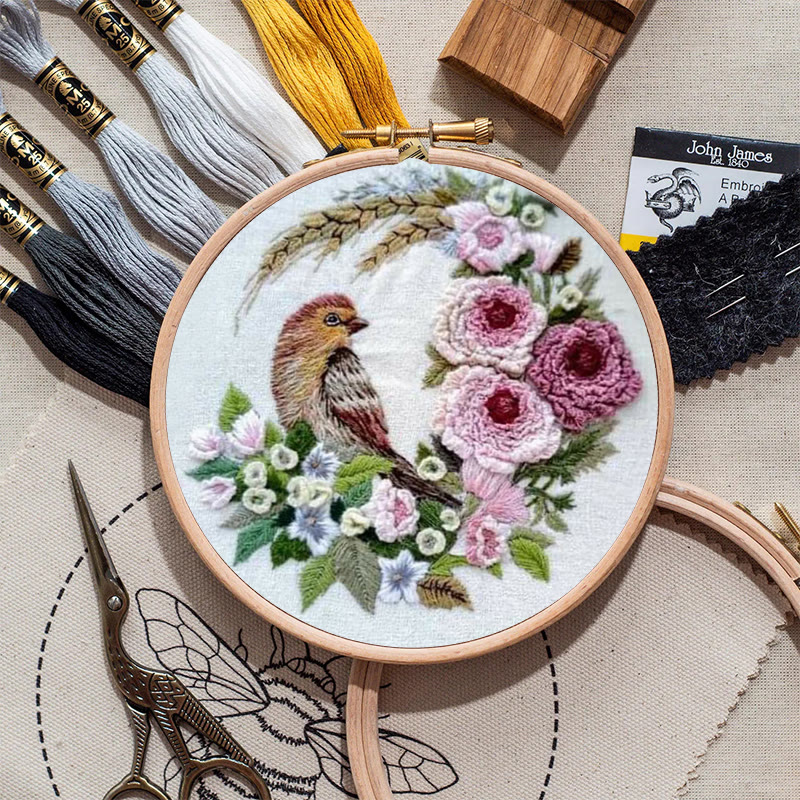 Rubbyoo Embroidery Kit - Stunning Birds With Flowers | Floral Needle Handicraft | Unique Gifts For Room Decor - image 4