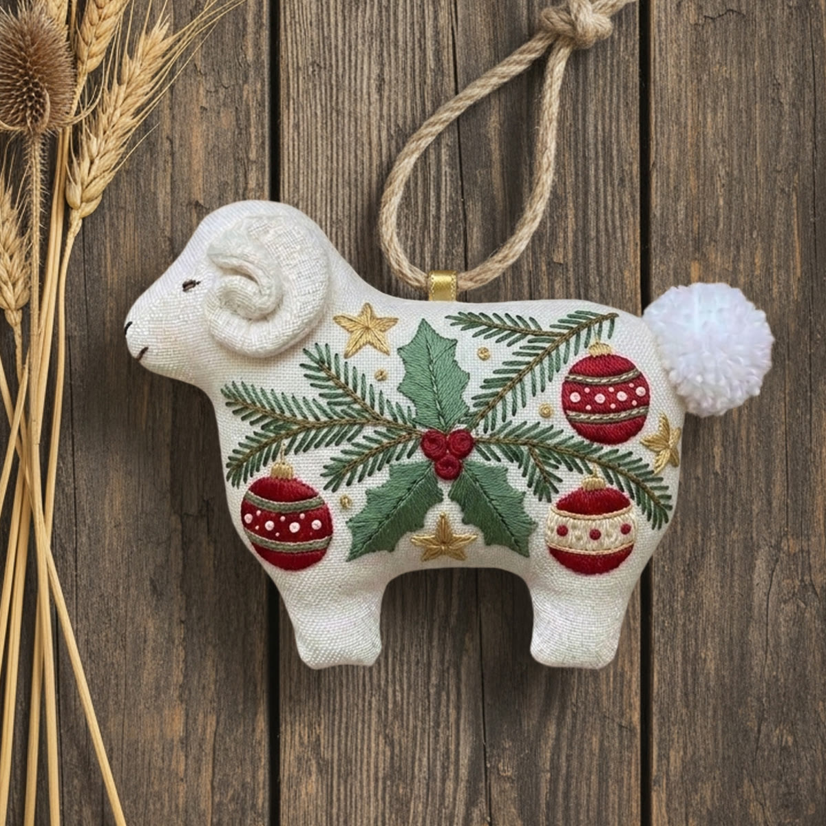 Rubbyoo Lamb-shaped Embroidery Kit - Christmas Baubles | Holiday Home Decor | Perfect Craft For Handmade Lovers  - image 6