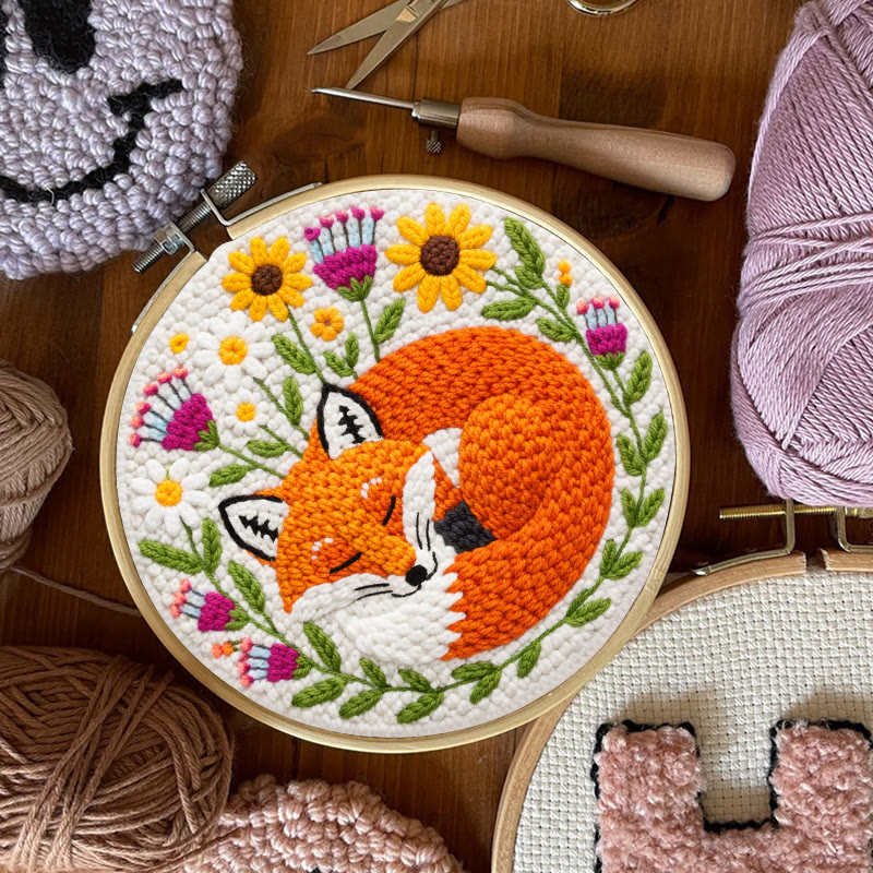 Snuggly Dozing Fox Floral Punch Needle Kit – Leading Gifting Option | Refined Artisanal Handcraft - image 10
