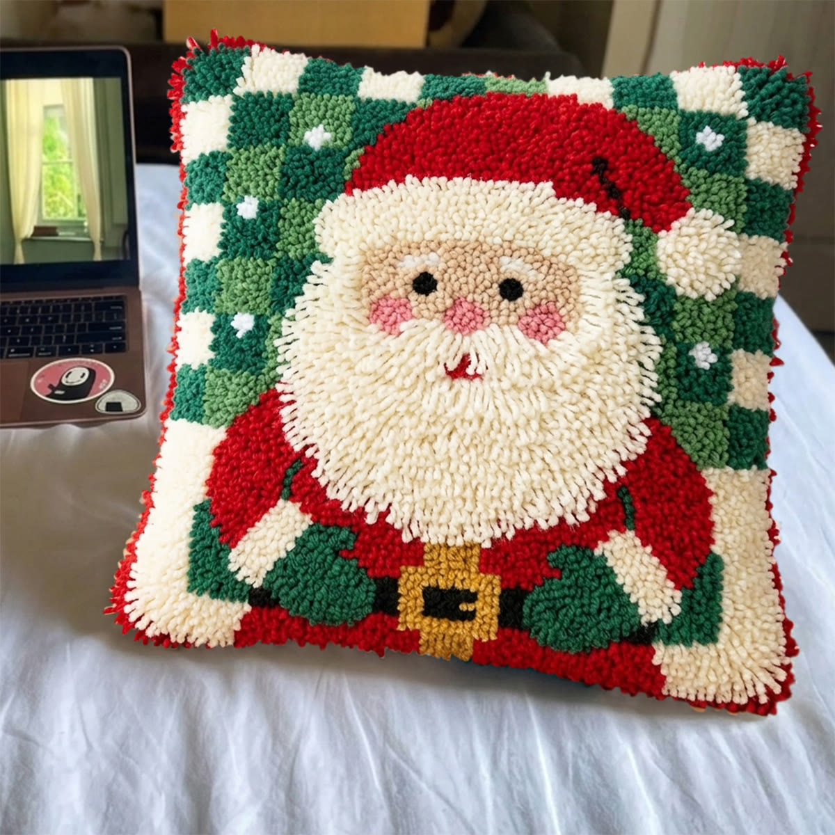 Rubbyoo Latch Hook Pillow Kit - Santa Claus | Festive Home Decor | Diy Handmade Craft  - image 4