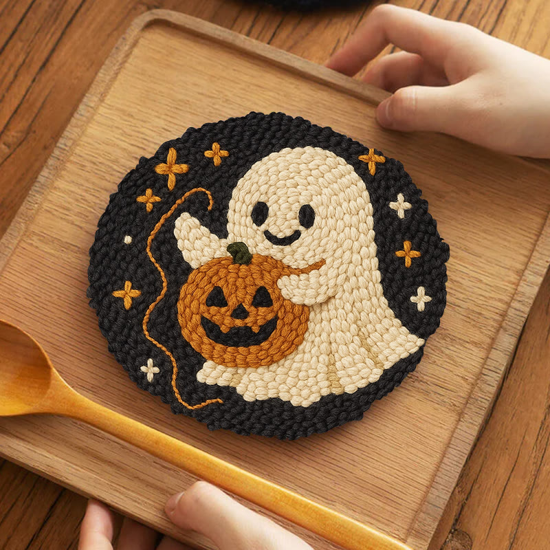  Sewing Ghost Punch Needle Kit - Easy Handmade Craft | Perfect Halloween Collection  - 5 inch Coaster Kit - image 9