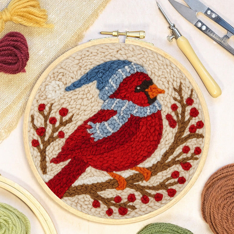 Winter Cardinal Bird Punch Needle Kit - Christmas Gift For Craft Lover | Holiday Home Decor  - image 8