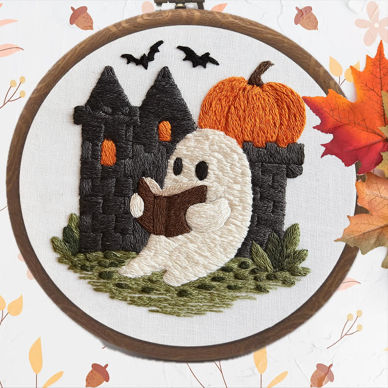 Rubbyoo Embroidery Kit - Halloween Reading Ghost | Spooky Handicraft For Halloween | Nice Artwork For Home Decor - image 7