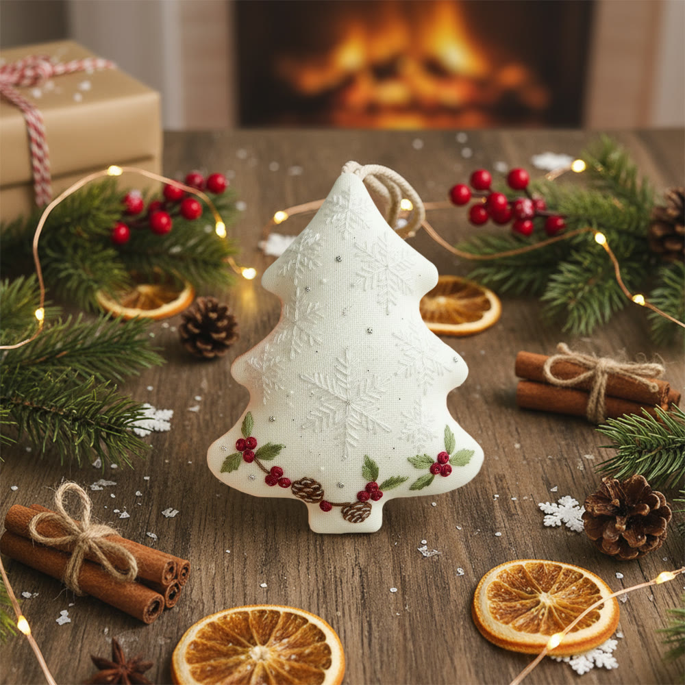 Rubbyoo Tree-shaped Embroidery Kit - Snowflake Design | Elegant Christmas Diy Project | Beautiful Holiday Accent - image 6