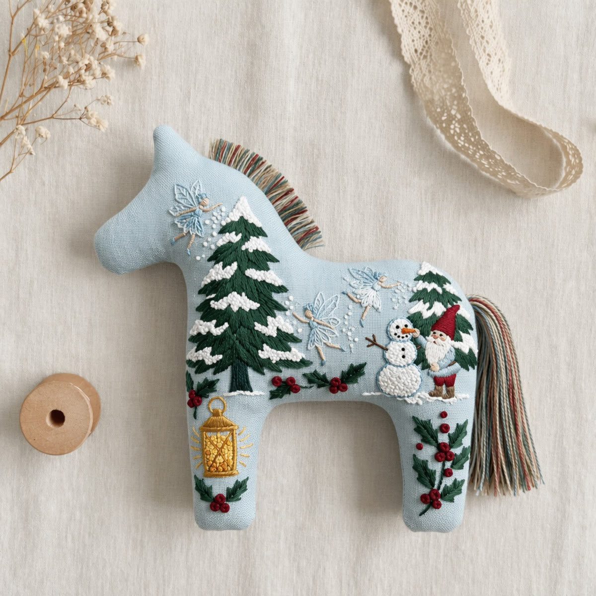 Rubbyoo Dala Horse Embroidery Kit - Christmas Gnome | Unique Secret Santa Gift | Holiday Hanging Decor - image 4