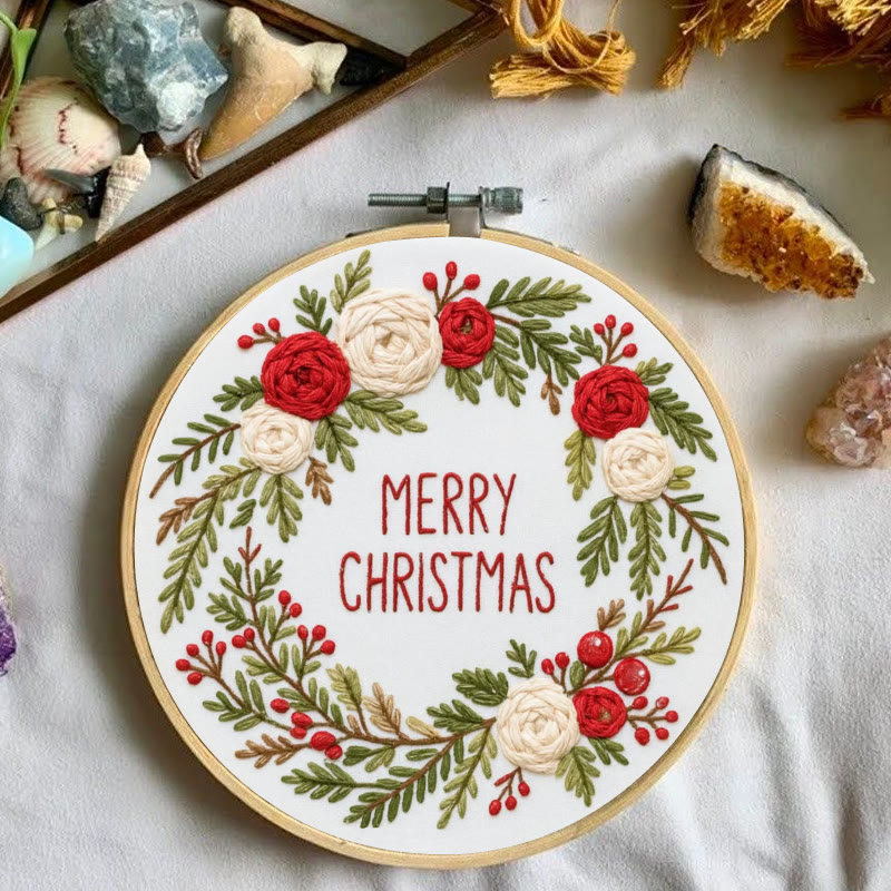 Rubbyoo Embroidery Kit - Christmas Wreath | Floral Christmas Craft | Diy Ornament Art - image 8