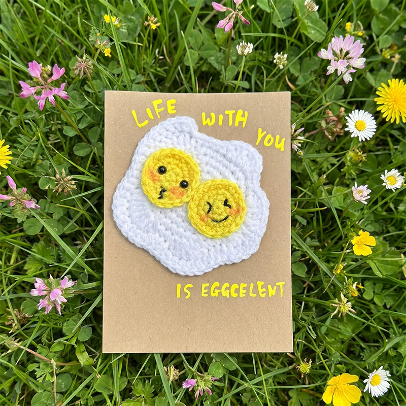 Rubbyoo 3d Greeting Cards - Creative Crochet Holiday Card | Knitted Card For Mother's Day And Birthdays - Fried egg - LIFE WITH You IS EGGCELENT - image 9