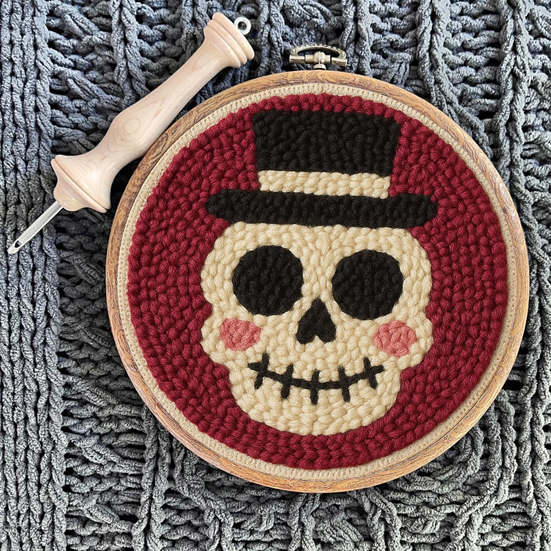 Halloween Skull Punch Needle Kit - Diy Yarn Art | Holiday Home Decor - image 8