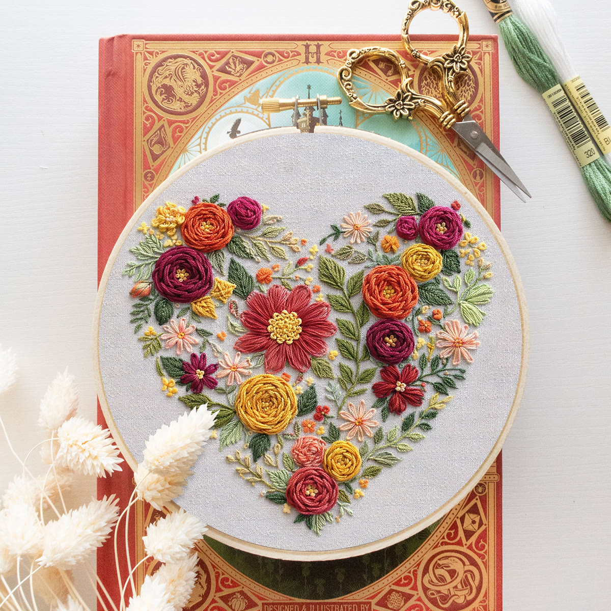 Rubbyoo Embroidery Kit - Floral Love | Modern Floral Heart | Diy Home Ornament - image 12