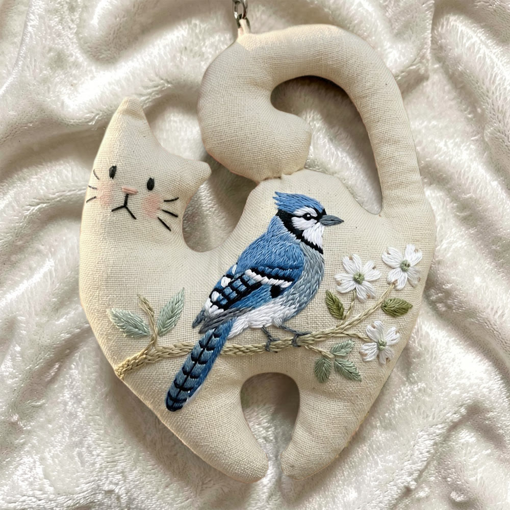 Rubbyoo Kitty Embroidery Kit - Blue Magpie  | Easy-to-do Special Handicraft | Unique Animal Pattern Bag Accessory - image 8