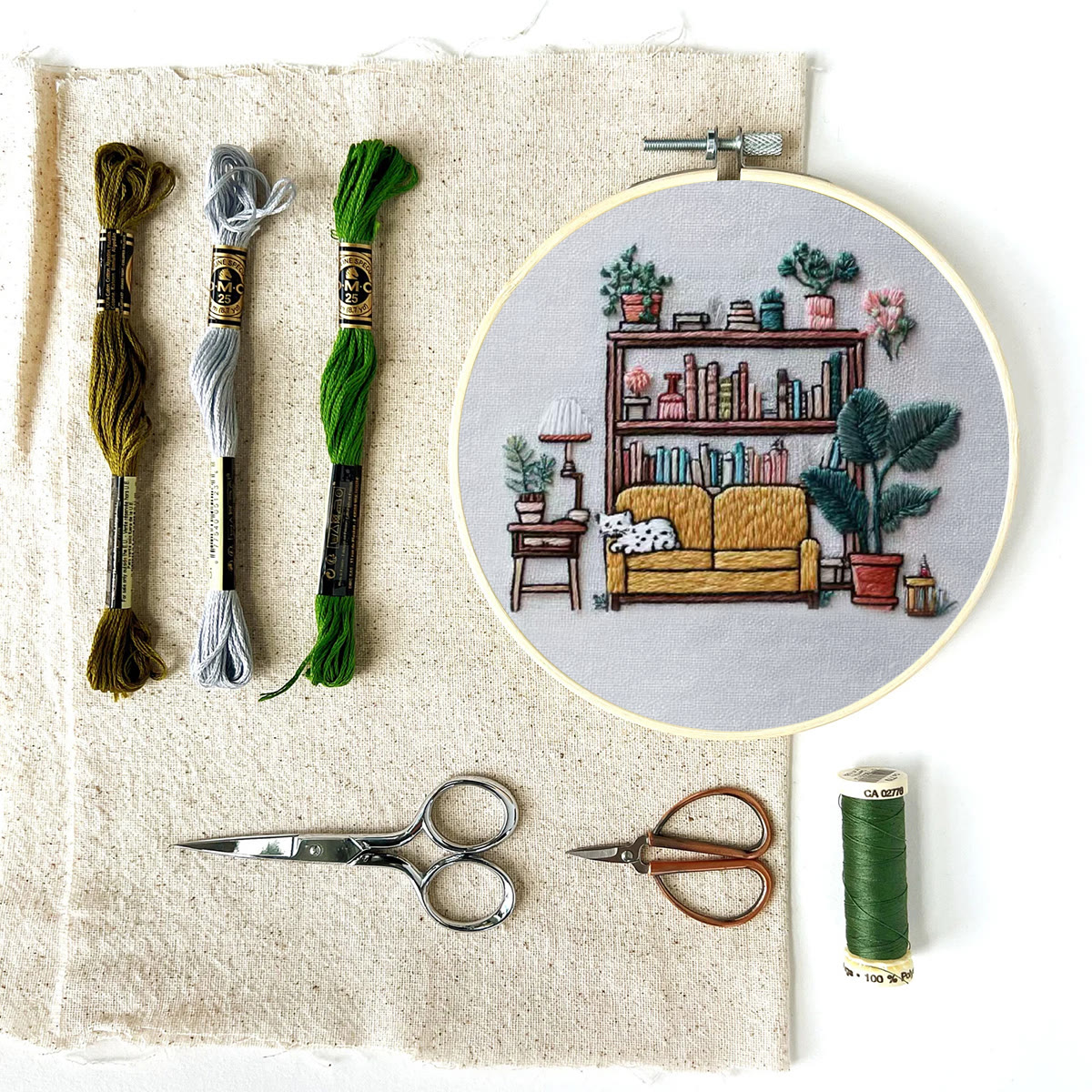 Rubbyoo Embroidery Kit - Cozy Indoor Nook With Cat | Snug Living Space Hanging | Entry-level Project - image 12