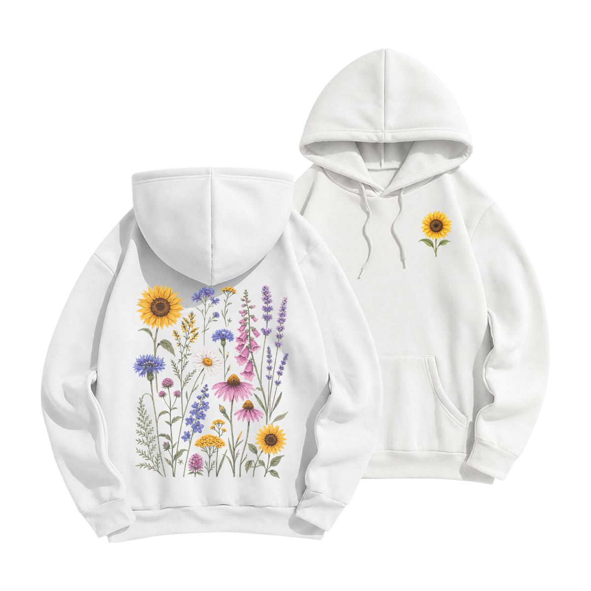 Rubbyoo Sunflower Garden Unisex Hoodie For Flower Lover - White - 2XL - image 7