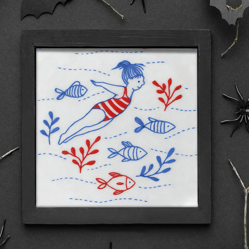 Rubbyoo Embroidery Kit - Swimming Girl | Undersea Fish Handicraft | Perfect Gifts For  Swimming Lovers - image 10