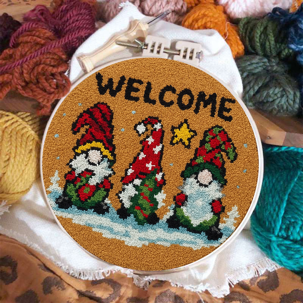 Christmas Gnome Welcome Punch Needle Kit - Holiday Craft | Festive Handmade Wall Decor - image 4