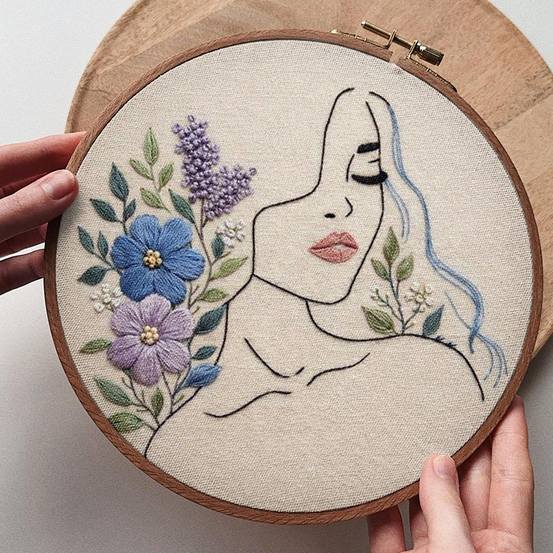 Rubbyoo Embroidery Kit - Woman With Flower | Diy Floral Craft | Easy Needle Artwork  - image 7