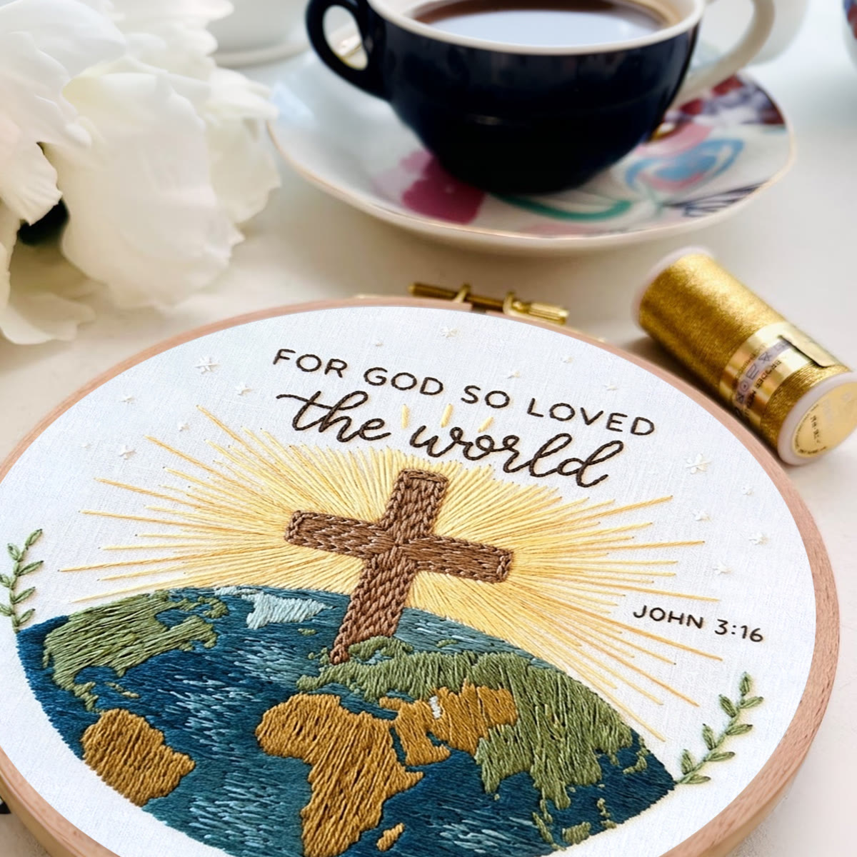 Rubbyoo Embroidery Kit - For God So Loved The World | Bible John 3:16 | Christian Devotional Gift - image 7