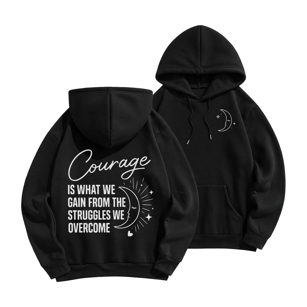 Rubbyoo Courage Is What We Gain From The Struggles Unisex Hoodie - Black - 2XL - image 7