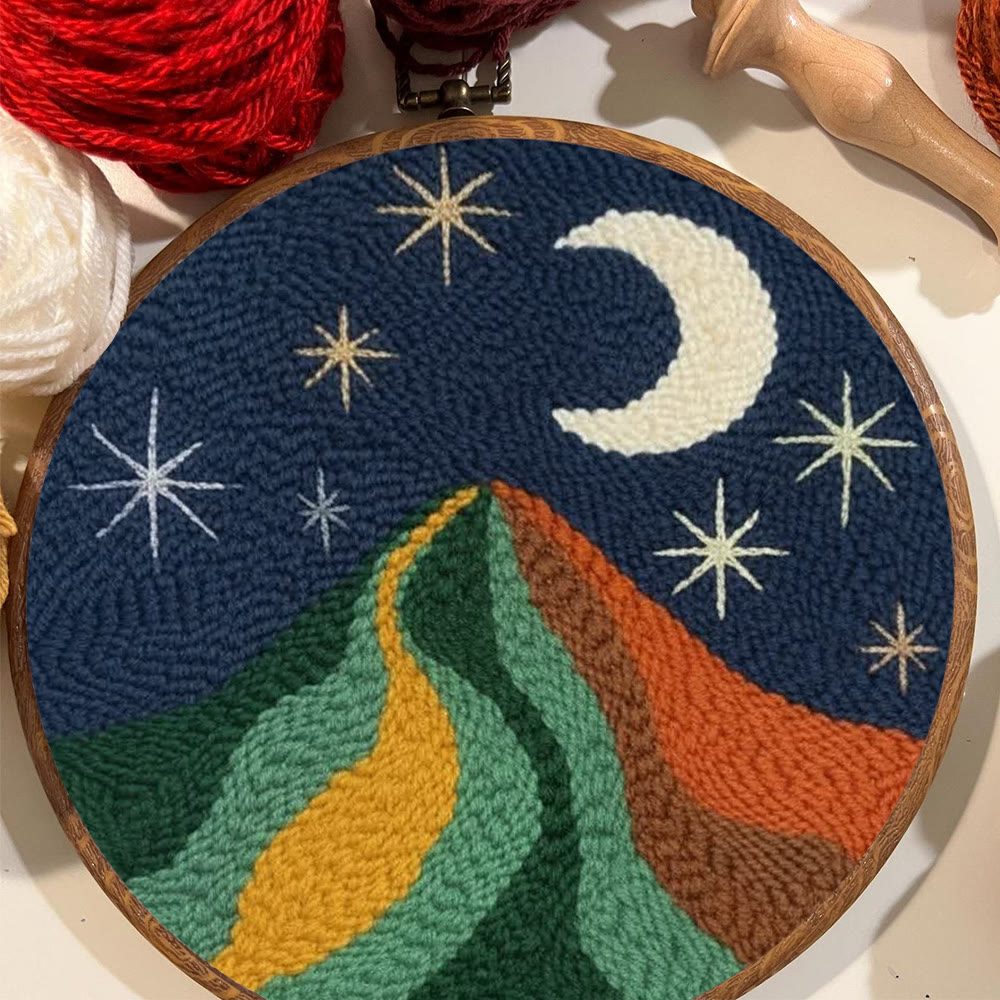 Starry Moonlit Mountainscape Punch Needle Kit – Newbie-friendly Diy Handcraft | Scenic Decorative Hanger - image 8