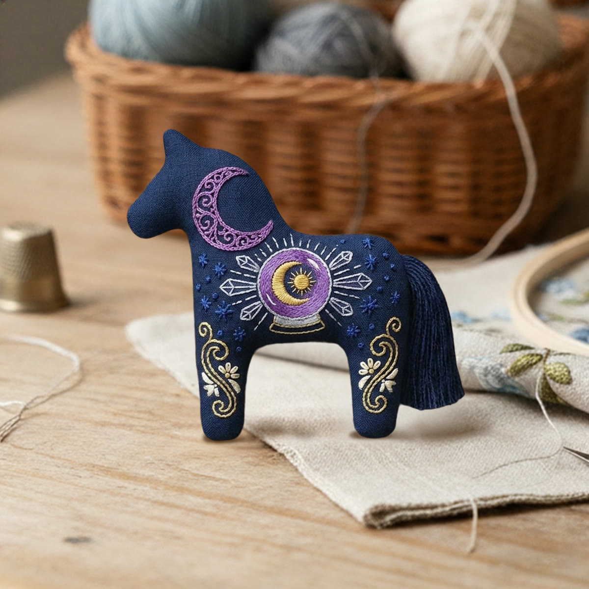 Rubbyoo Dala Horse Embroidery Kit - Crystal Ball | New Car Gift | Rearview Mirror Hanging Accessory - image 3